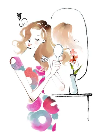 高清PSD分层照镜子油墨时尚美女