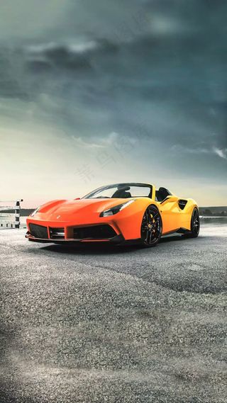 黄色的法拉力跑车高清摄影图片