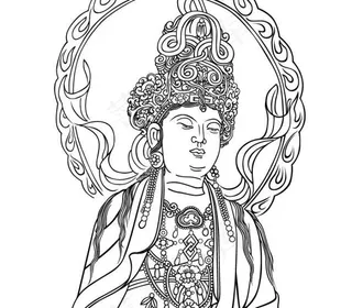 线描观音菩萨矢量素材