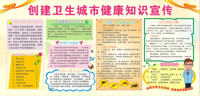 创建卫生城市健康知识宣传cdr矢量模版下载
