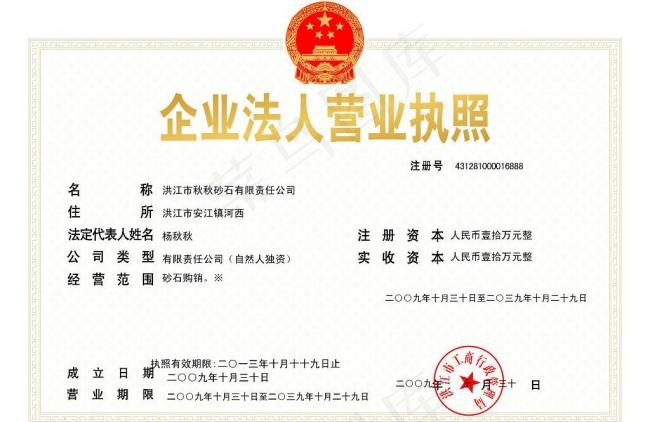 企业法人营业执照图片