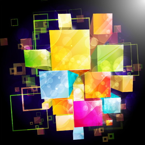 绚丽方块背景05—矢量素材