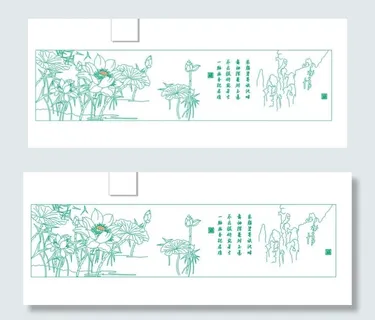 山水情 荷花 艺术玻图片