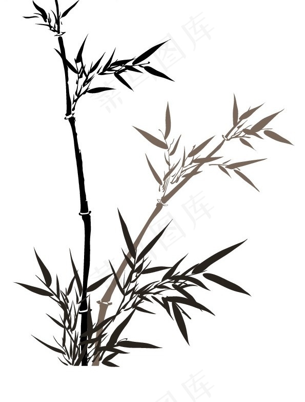 梅兰菊竹水墨画矢量图01