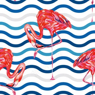 彩色可爱动物北欧装饰插画无缝背景矢...