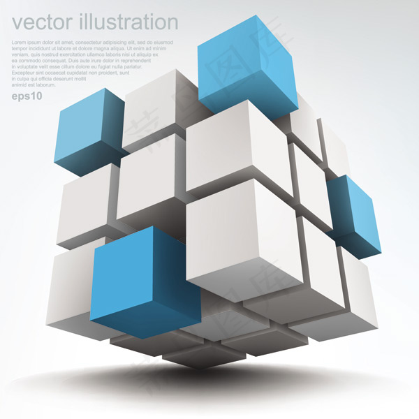 矢量素材3D立体方块背景eps,ai矢量模版下载