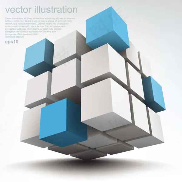 矢量素材3D立体方块背景eps,ai矢量模版下载