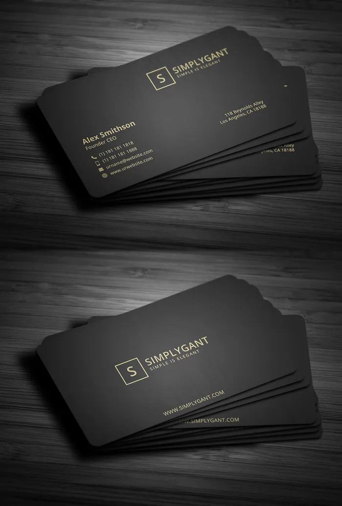 黑色高档简约名片模板psd模版下载