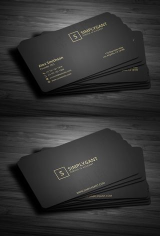 黑色高档简约名片模板