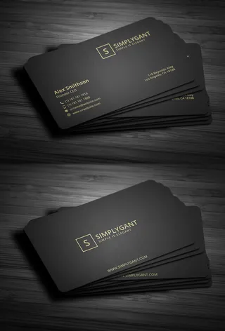 黑色高档简约名片模板