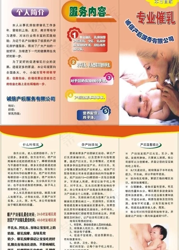 专业催乳三折页图片cdr矢量模版下载