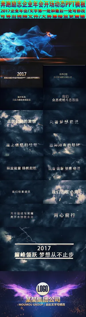 2017震撼鸡年年会动态PPT模板预览图