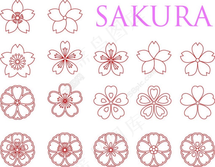樱花图标矢量图cdr矢量模版下载