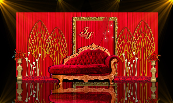 红色婚礼合影区