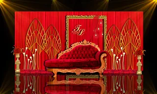 红色婚礼合影区