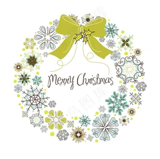 旧货圣诞花圈从雪花