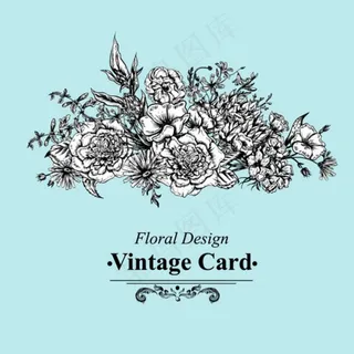 黑白线条花卉图片