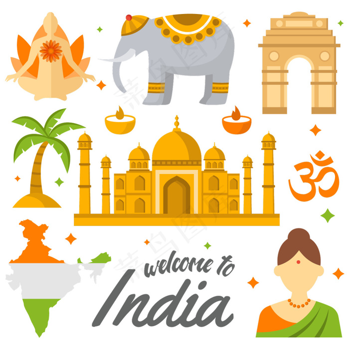 彩色的印度元素