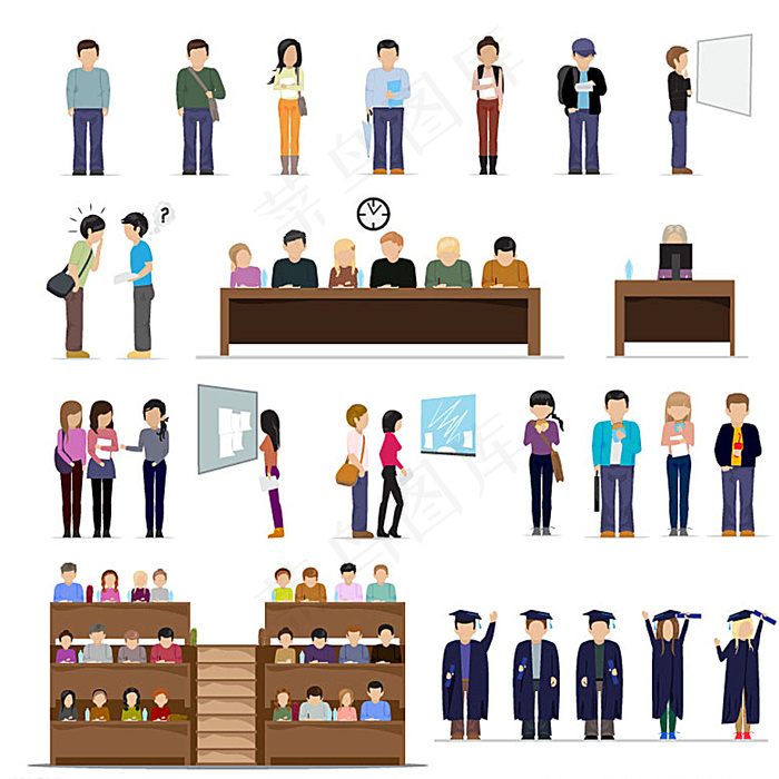 创意大学生人物图片eps,ai矢量模版下载