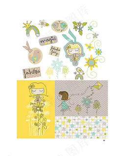 卡通小女孩印花图案图片