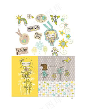 卡通小女孩印花图案图片