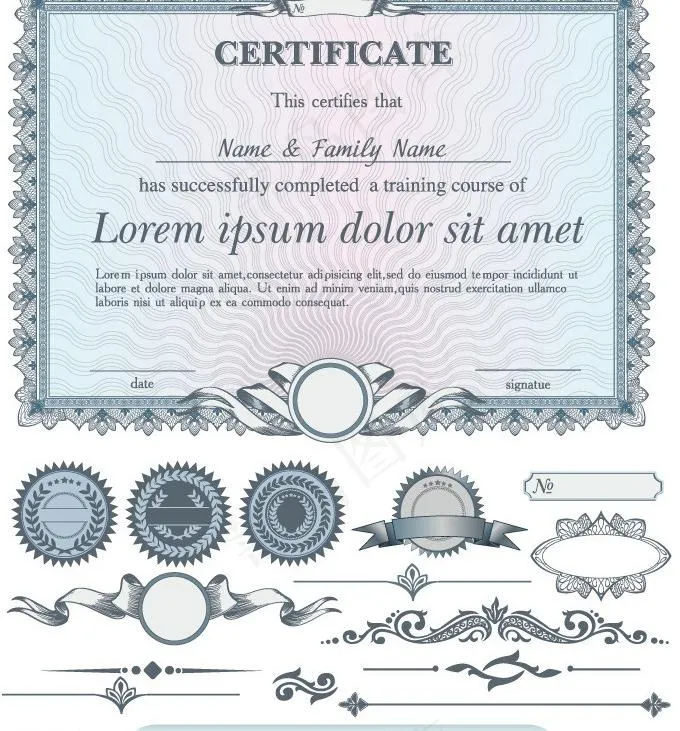 欧式花纹证书图片eps,ai矢量模版下载