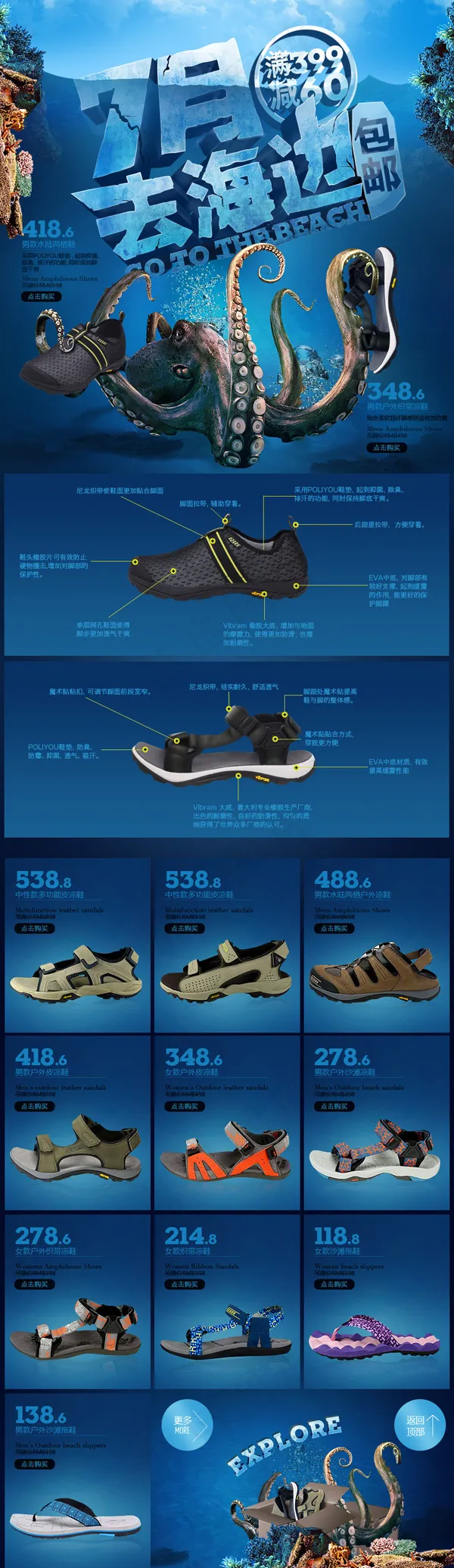 七月去海边沙滩鞋专卖店PSD(950X3278(DPI:72))psd模版下载