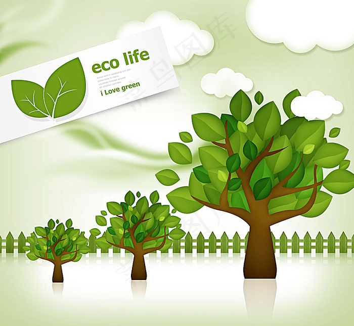 绿色树木与栅栏