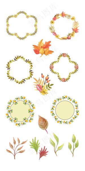 唯美小清新秋季花环淘宝素材