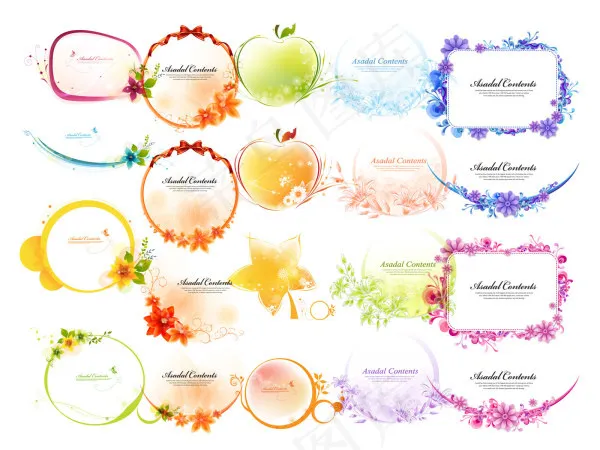 5款各种形状的花边边框矢量素材ai矢量模版下载