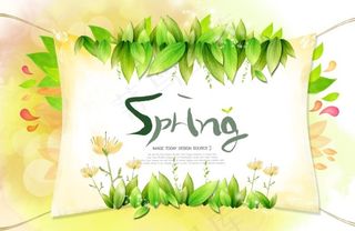 韩国风格花卉插画绿色春天