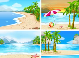 夏季沙滩插画矢量素材图片