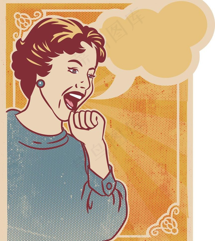 复古时尚美女图片eps,ai矢量模版下载
