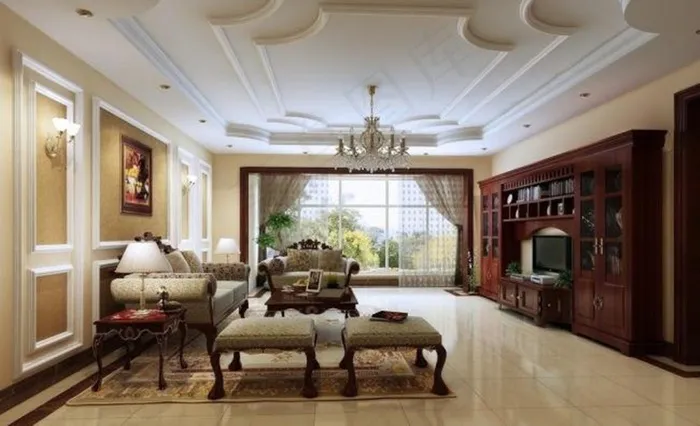 古典欧式客厅小效果图