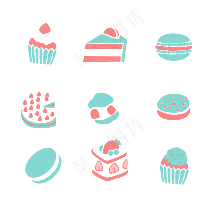 手绘可爱蛋糕甜点