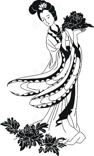 古代美人矢量图