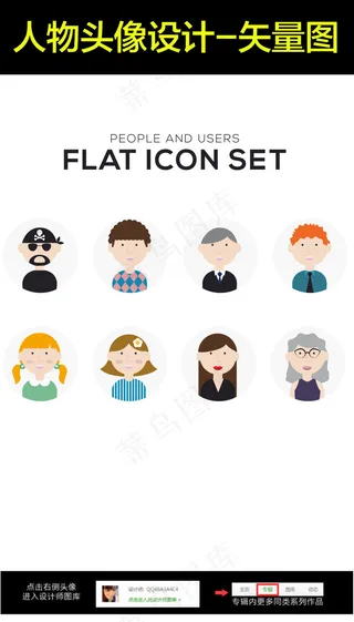 卡通人物职业头像矢量图