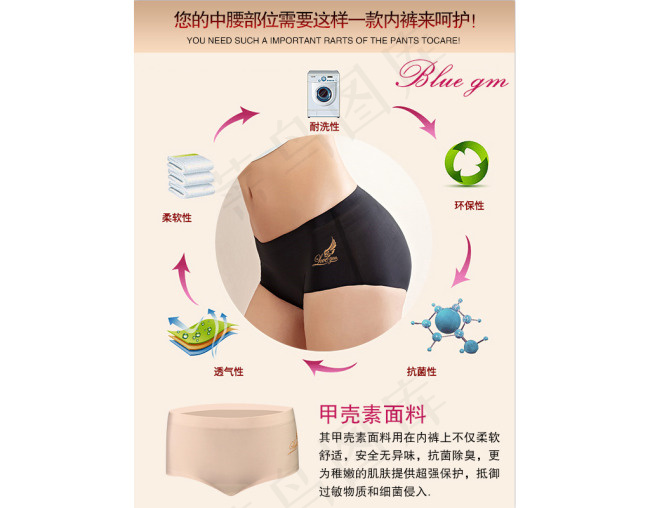 蓝色闺蜜女性私护内裤推广图psd模版下载