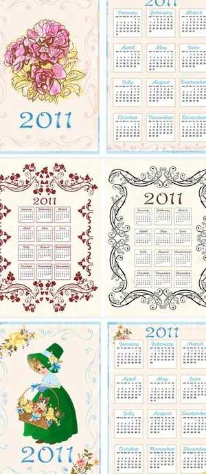 2011年复古日历模板矢量素材