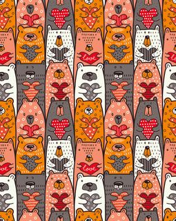 卡通可爱北欧童话梦幻儿童动物无缝平铺背景头像印刷矢量图片素材