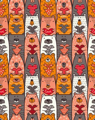 卡通可爱北欧童话梦幻儿童动物无缝平铺背景头像印刷矢量图片素材