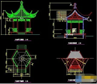 某古建双亭建筑图纸cad