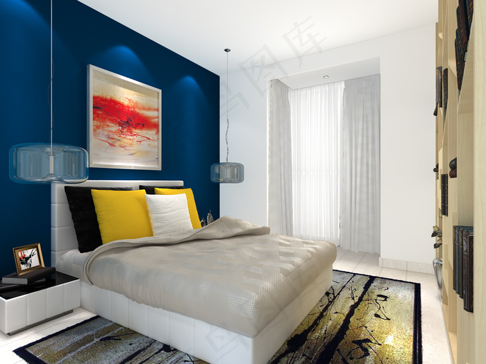 蓝色卧室设计