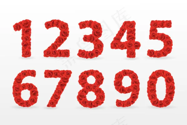 情人节玫瑰花数字eps,ai矢量模版下载