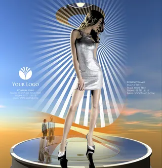 欧美走秀美女模特PSD素材