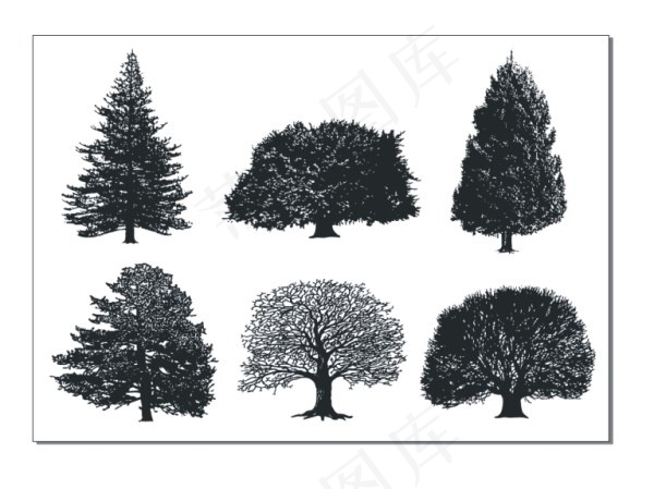 单色树矢量素材cdr矢量模版下载