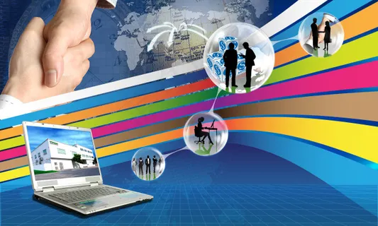 彩色动感线条商务科技海报PSD下载