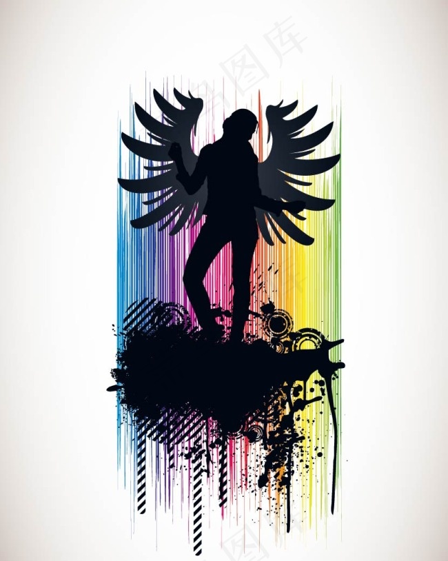 黑色翅膀人物剪影