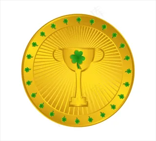 用三叶草金色奖杯的硬币