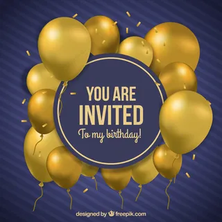 金色气球生日邀请